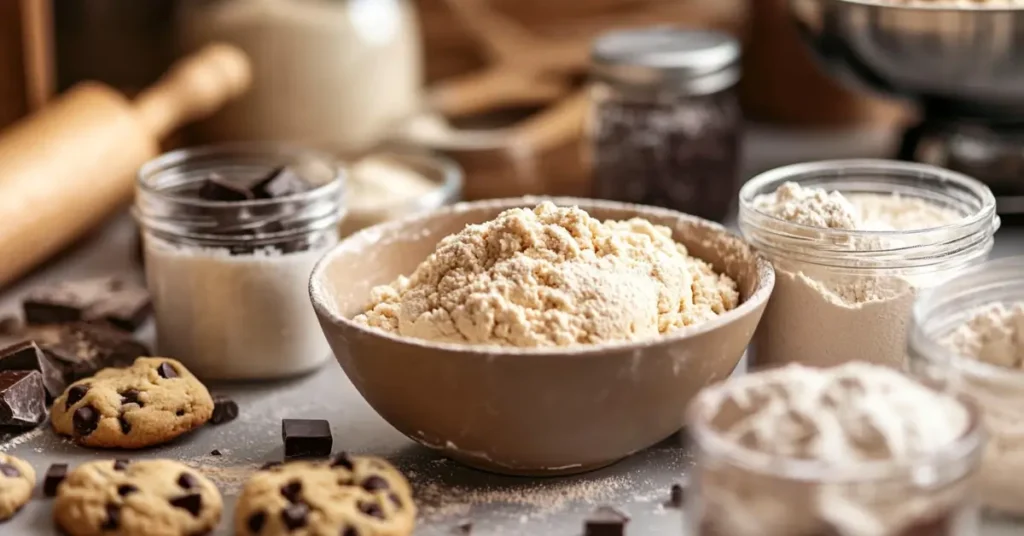 Baking ingredients with cookies and chocolate