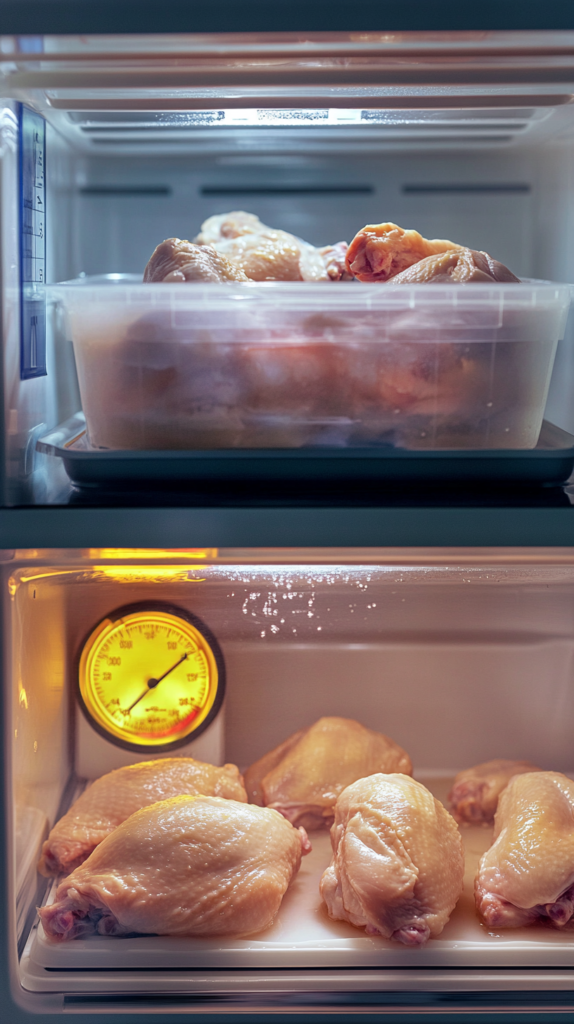 Examples of chicken defrosting mistakes and proper methods