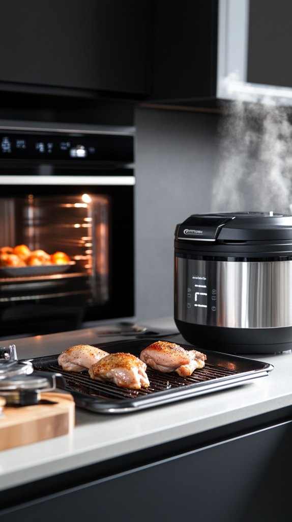 Instant Pot steaming and chicken baking in the oven