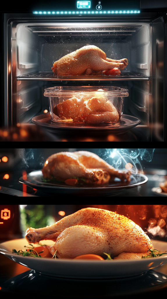 Realistic depictions of chicken defrosting methods