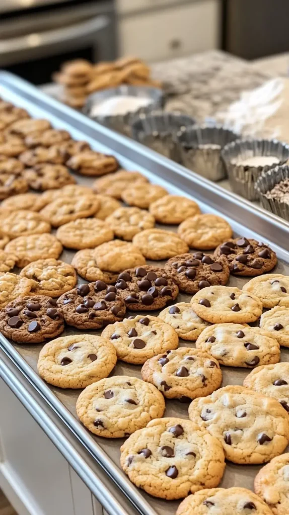 A baking tray with soft, crispy, and gluten-free cookies, highlighting their unique characteristics