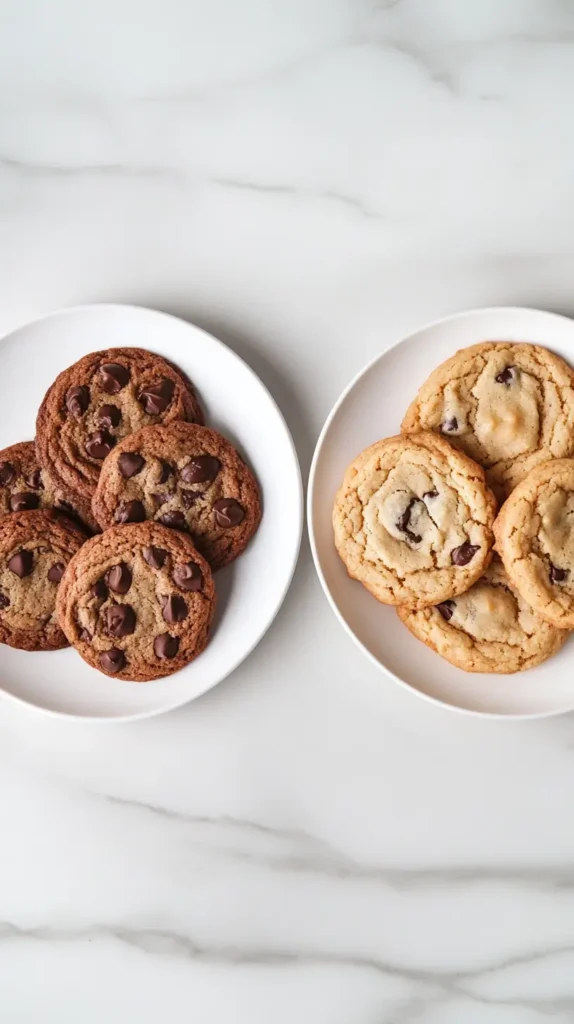 Side-by-side comparison of cookies baked with a standard recipe versus an extra egg, showcasing differences in texture and thickness