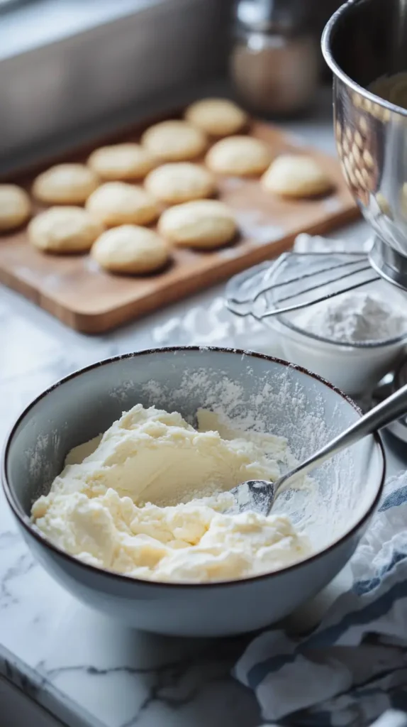 Fluffy creamed butter in a cozy, sunlit kitchen