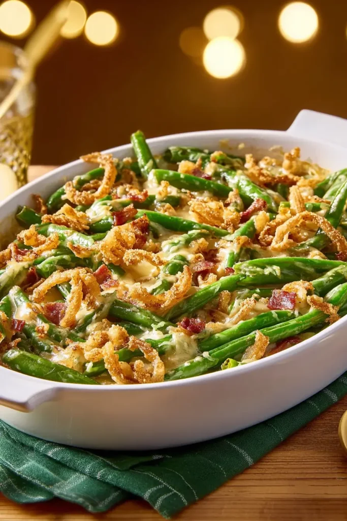 Cheesy bacon green bean casserole variation