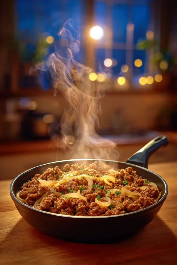 Browning ground beef for soup with hamburger meat