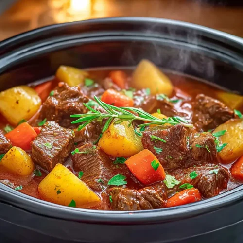 Crockpot Beef Stew in a slow cooker