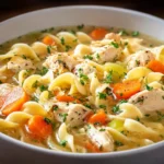 Crockpot Chicken Noodle Soup - The Ultimate Comfort Meal Made Easy Crockpot Chicken Noodle Soup served warm in a bowl with noodles and vegetables