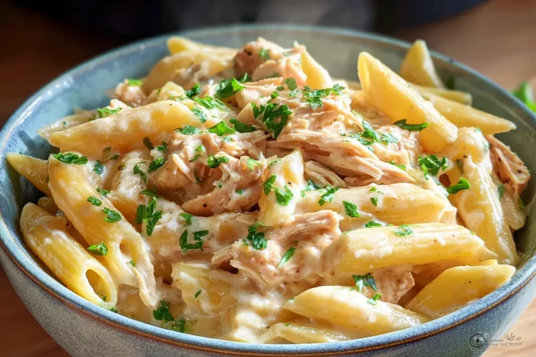 Crockpot Chicken Pasta slow cooker recipe creamy bowl