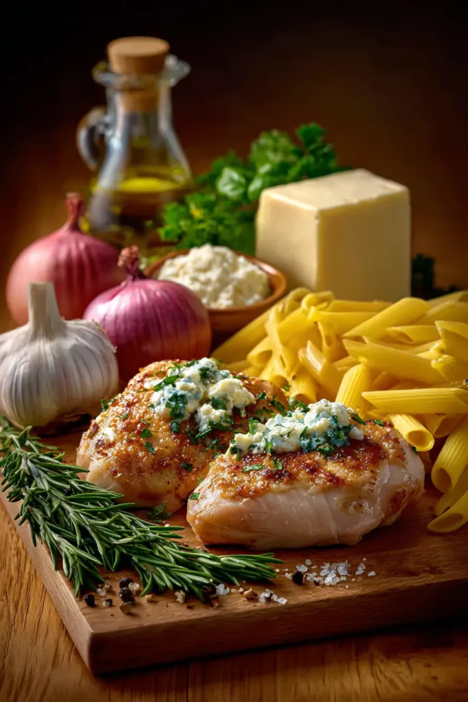 Crockpot Chicken Pasta ingredients on kitchen counter