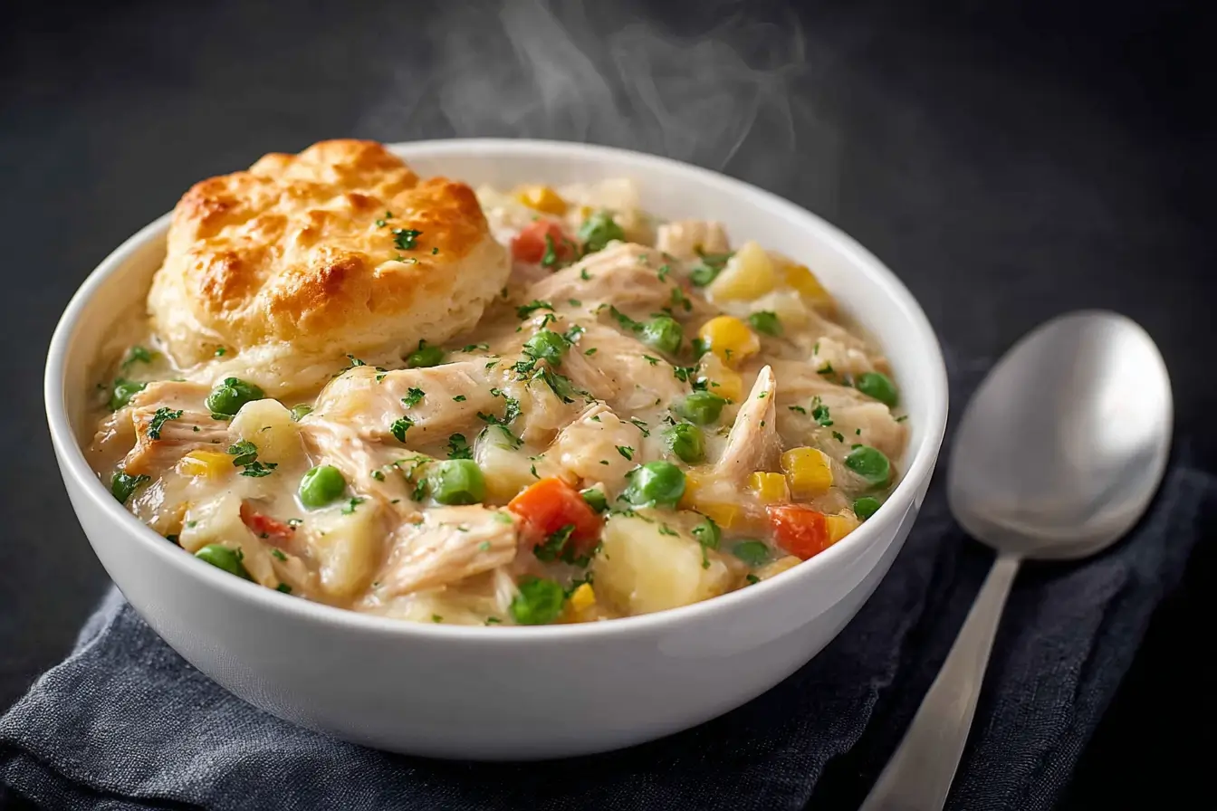 Crockpot Chicken Pot Pie creamy comfort meal in slow cooker