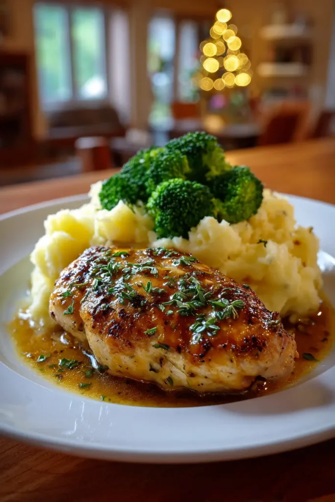 Served Crockpot Ranch Chicken with mashed potatoes