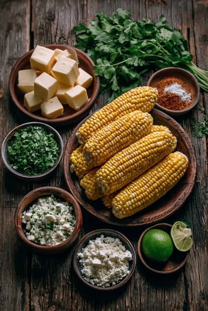 Ingredients for Mexican Street Corn Soup on table