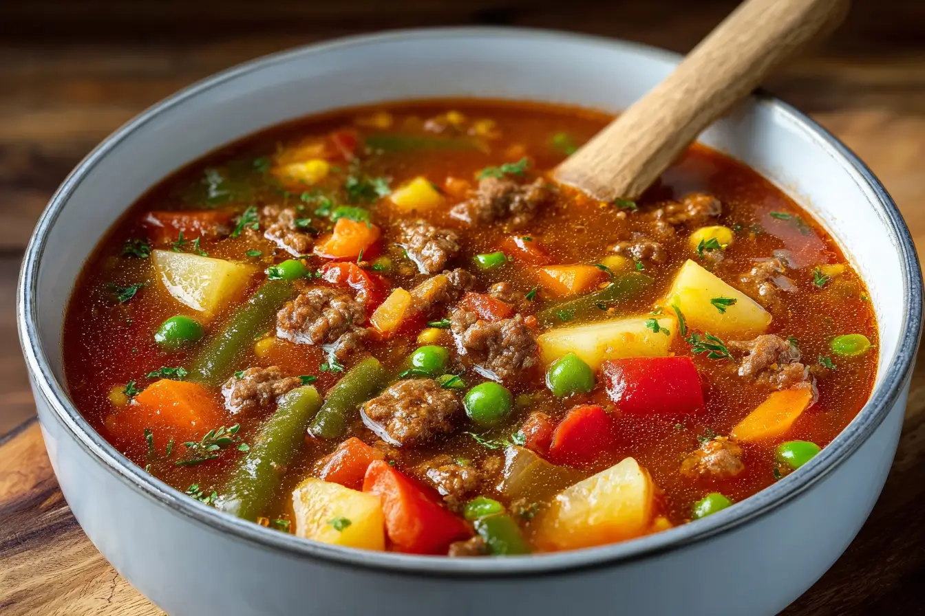 Best Soup With Hamburger Meat – hearty ground beef and vegetable soup