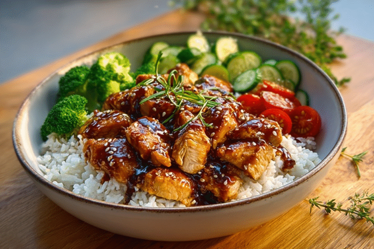 Teriyaki Chicken Rice Bowl with rice and vegetables