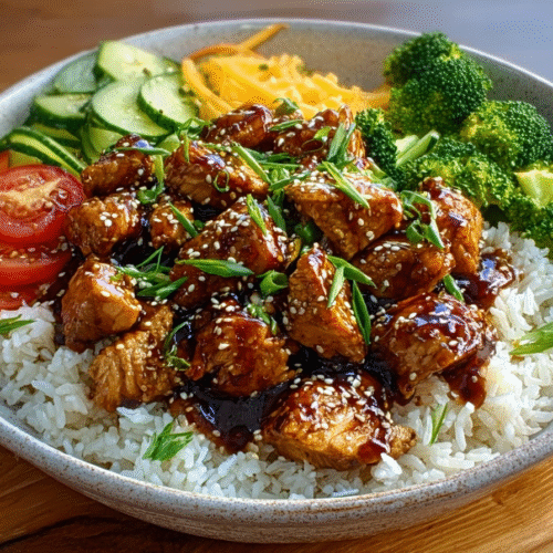 Teriyaki Chicken Rice Bowl with rice