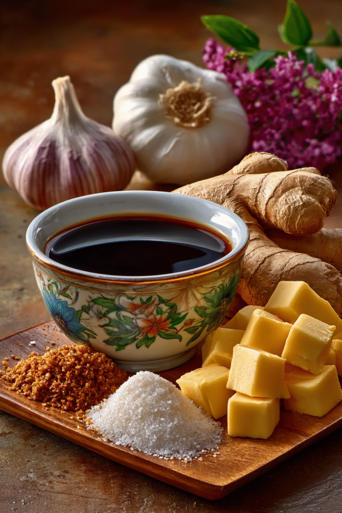 Teriyaki sauce ingredients for chicken rice bowl