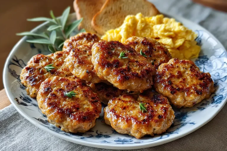 best chicken sausage patties on breakfast plate