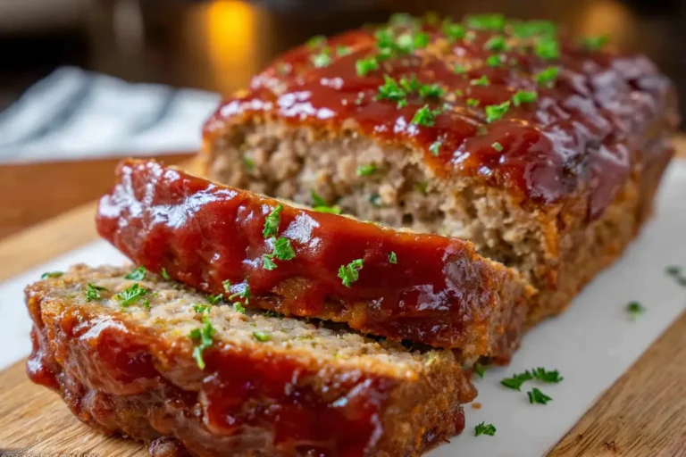 gluten free meatloaf freshly baked with tangy glaze