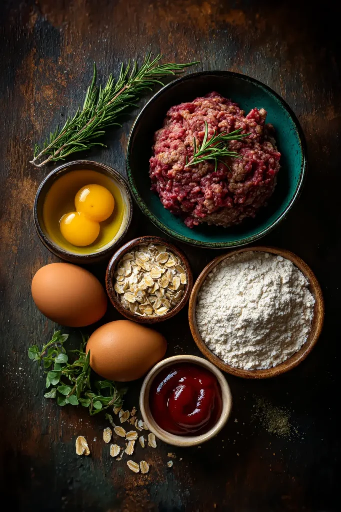 gluten free meatloaf ingredients on table