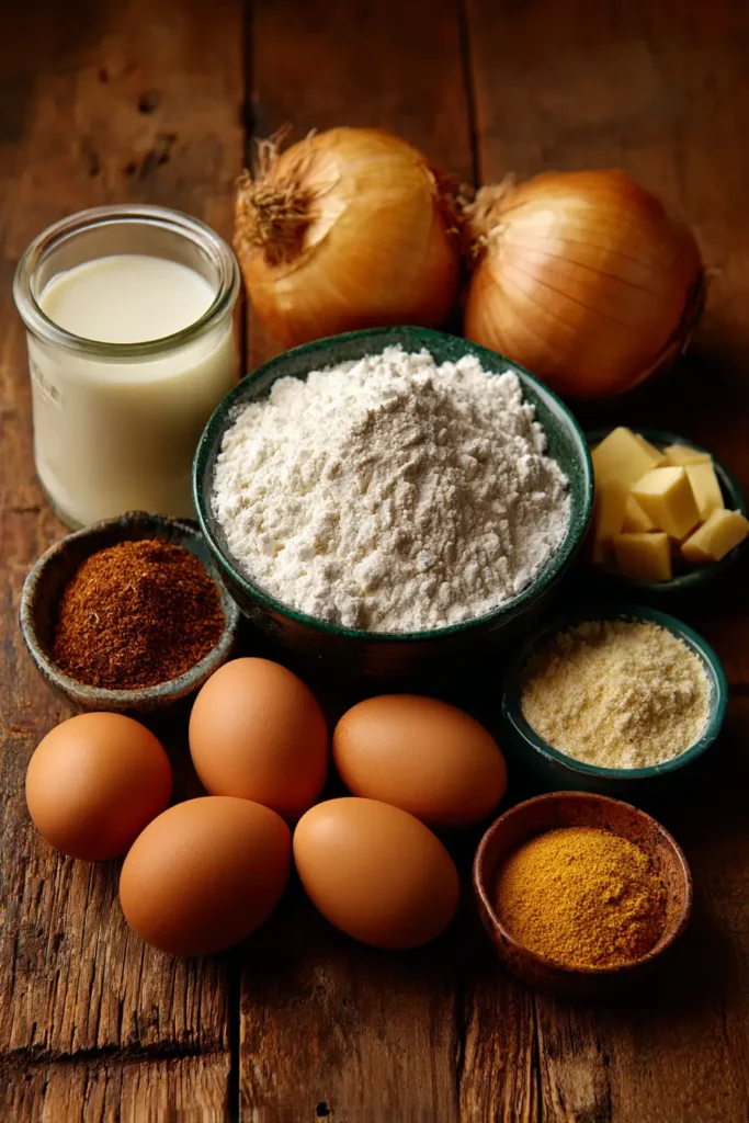 ingredients for gluten free onion rings batter
