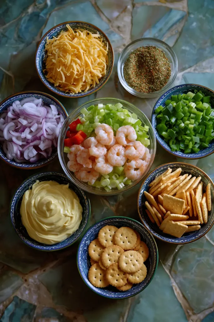 Southern Crab & Shrimp Casserole ingredients on counter