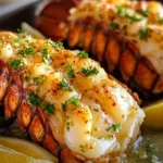 Garlic Lemon Butter Lobster Tails Garlic Lemon Butter Lobster Tails with glossy butter, lemon wedges, and fresh parsley.
