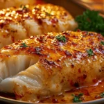 Sweet chili lime cod fillets glazed with garlic butter, lime, parsley, and sweet chili sauce.