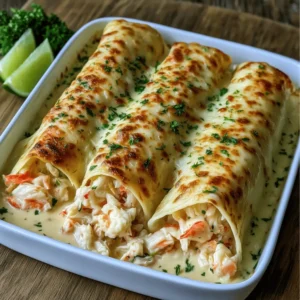 Creamy Seafood Queso Rolls with crab, shrimp, and golden queso served warm.