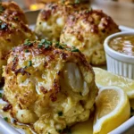 Maryland Crab Bombs with Lemon Butter served golden and glossy with lemon wedges and chives.