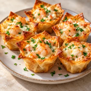 Golden Crispy Crab and Shrimp Seafood Poppers arranged on a serving plate.